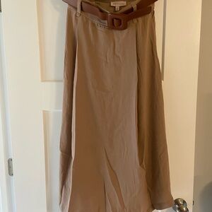 Philosophy Tan/Camel A-Line Skirt with Brown Belt
